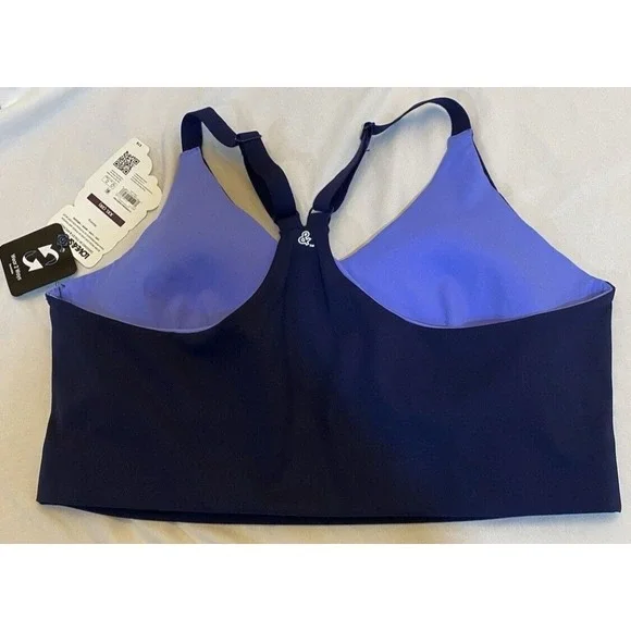 Love & Sports Navy Blue Reversible Adjustable Halter Sports Bra - New - Picture 4 of 12